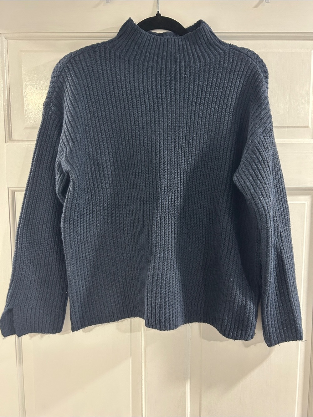 LOFT Ribbed Mock Neck Sweater in Slate Blue